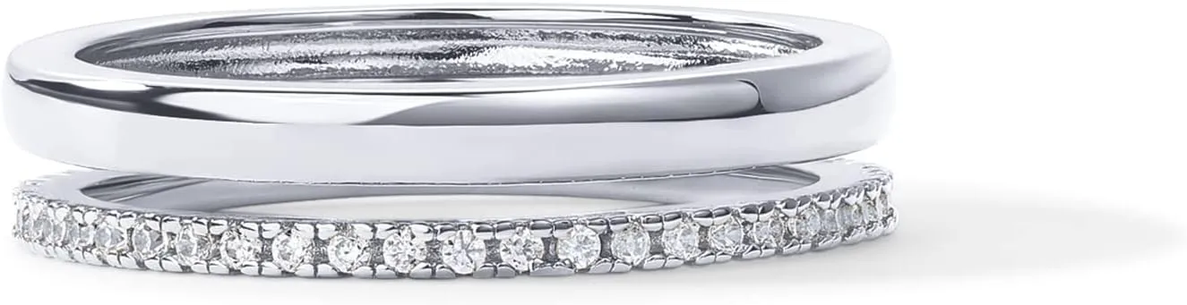 PAVOI 18K Gold Plated Cubic Zirconia Dual Stacking Rings for Women | Gold Eternity Band for Women | Thumb Ring