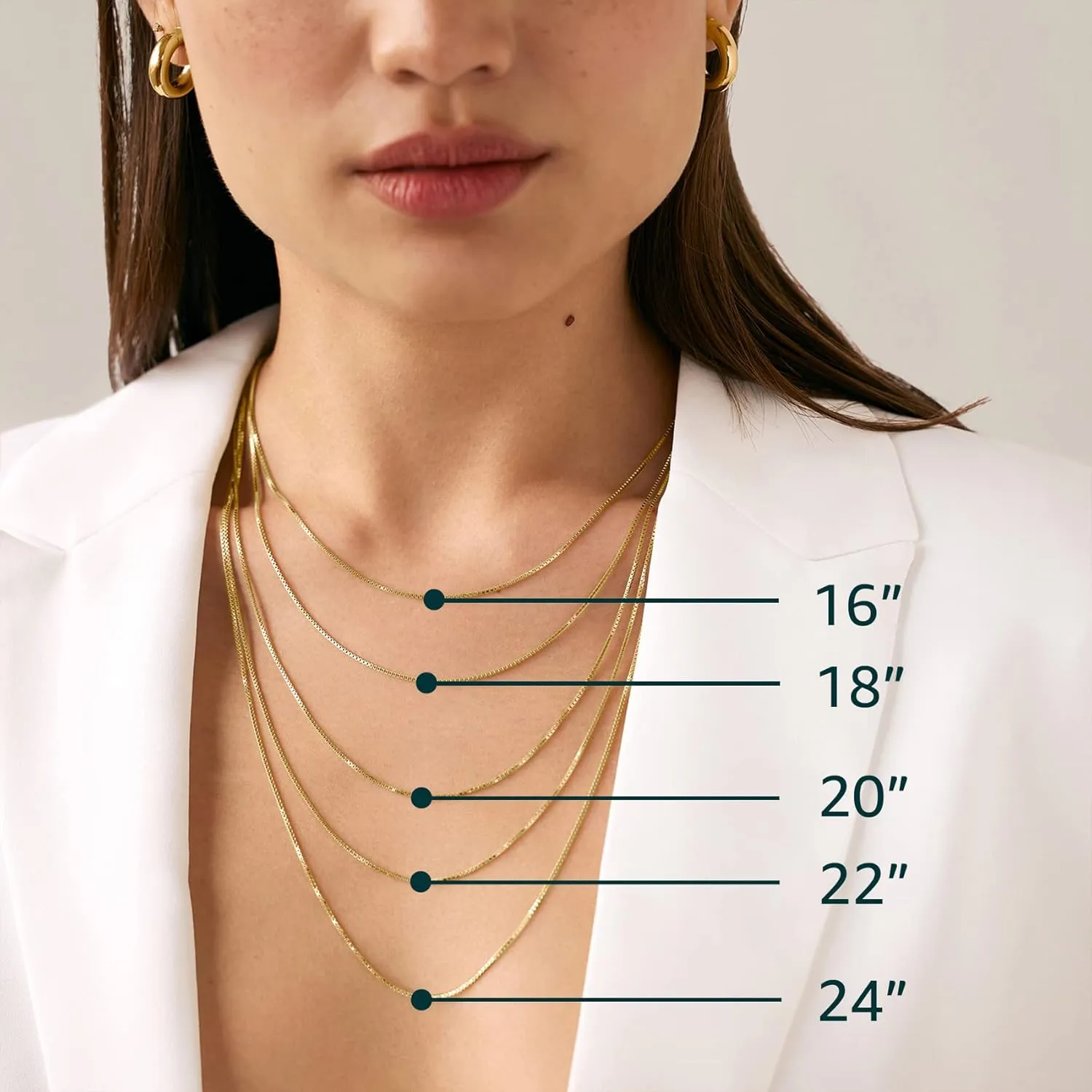 PAVOI Italian Solid 925 Sterling Silver, 22K Gold Plated Chain Necklaces | Snake, Square Box, Cable, Super Flex Curb, Miami Cuban and Rope Diamond-Cut Herringbone Necklace for Women and Men | MADE IN ITALY