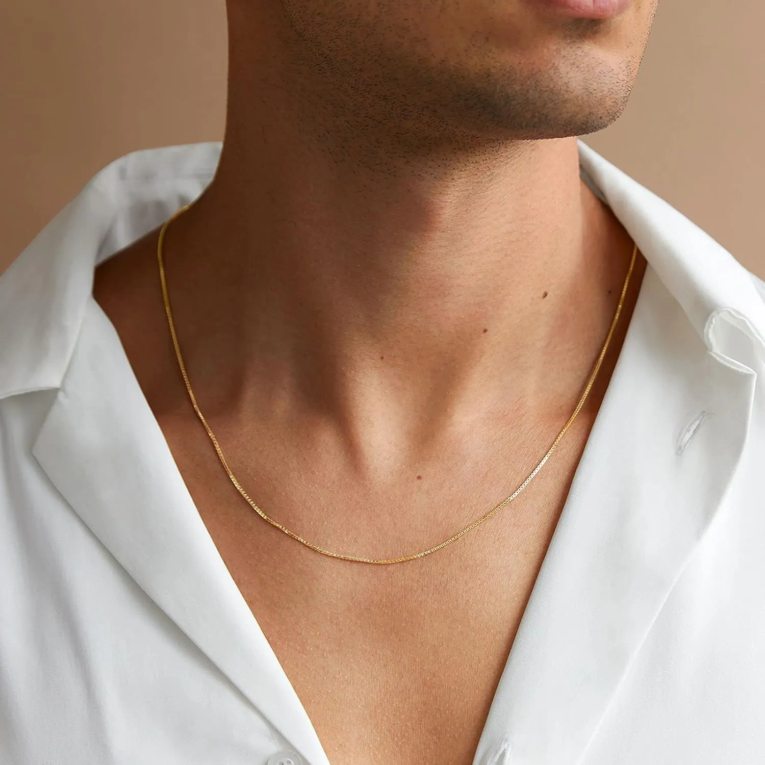 PAVOI Italian Solid 925 Sterling Silver, 22K Gold Plated Chain Necklaces | Snake, Square Box, Cable, Super Flex Curb, Miami Cuban and Rope Diamond-Cut Herringbone Necklace for Women and Men | MADE IN ITALY