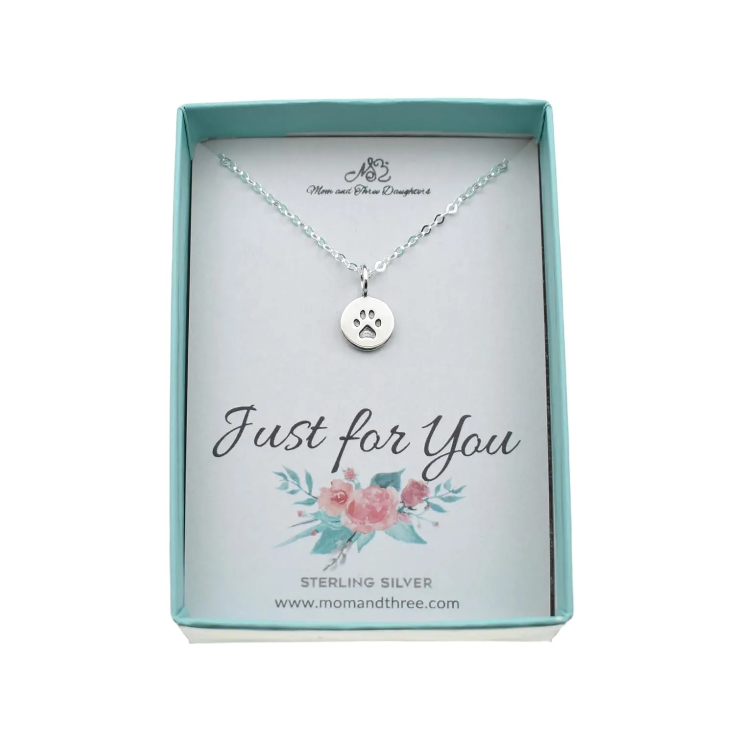 Paw Print Necklace in Sterling Silver on an 18 Inch Sterling Silver Cable Chain. Dog Jewelry. Paw Print Charm. Jewelry for Girls. Gift for Teen. Gift for Her