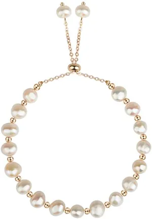 Pearl Bracelets for Women Freshwater Cultured Pearl Zircon Beads Gold Chain Slider Bracelet Bride Wedding Gifts