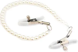 Pearl Nipple Chains Body Chain for Women Adjustable Non Piercing Pressure Clip Nipple Rings with Chain Necklace Body Jewelry Fake Nipple Piercing Rave Accessories