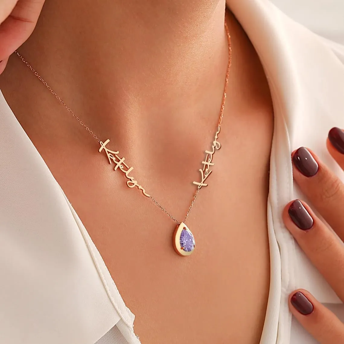 Personalized Name Necklace Custom 1-3 Name Necklaces, 925 Sterling Silver Family Birthstone Nameplate Necklace for Mom, Mothers Gift, Dainty Necklace, Nameplate Customized Jewelry Gift for Women Girls
