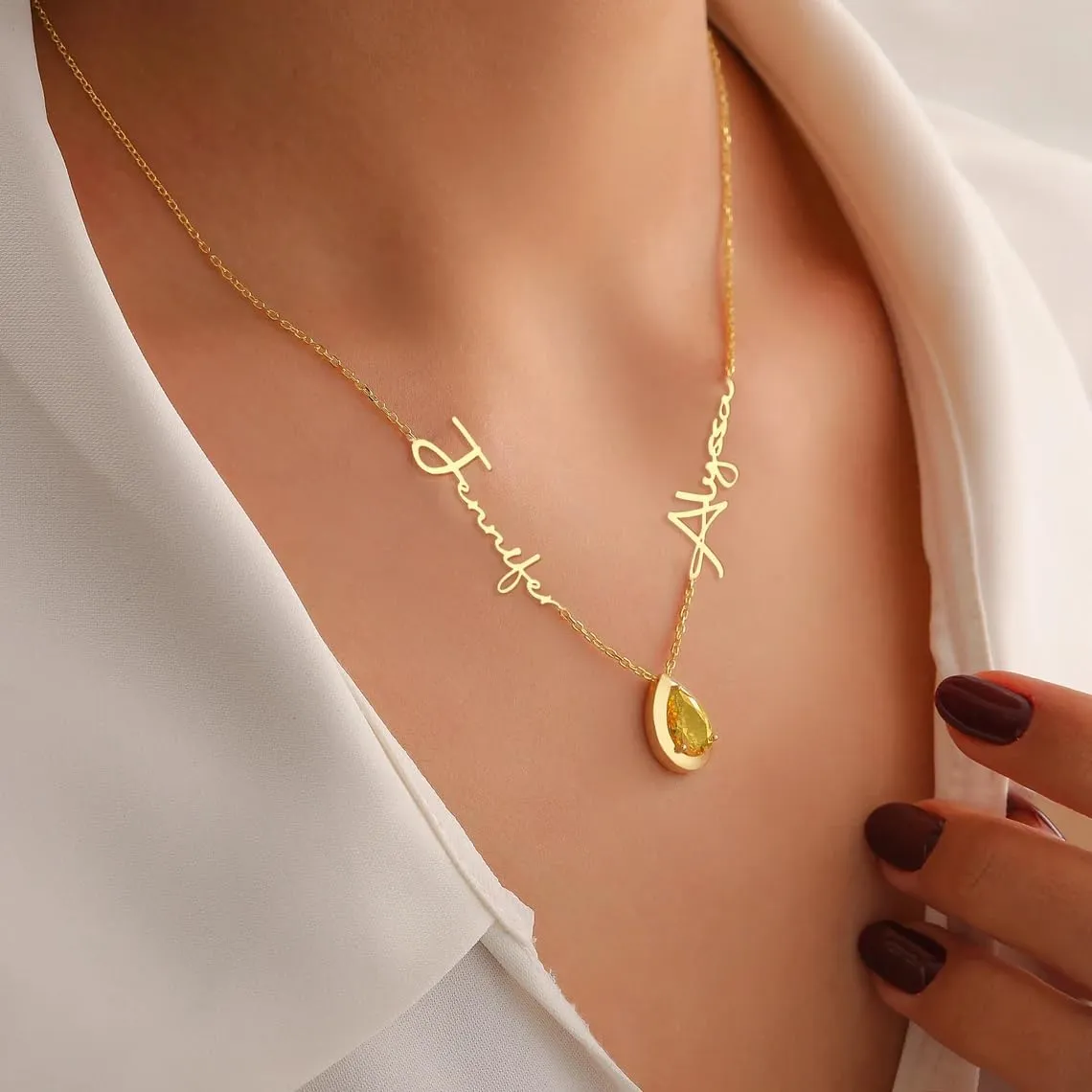 Personalized Name Necklace Custom 1-3 Name Necklaces, 925 Sterling Silver Family Birthstone Nameplate Necklace for Mom, Mothers Gift, Dainty Necklace, Nameplate Customized Jewelry Gift for Women Girls