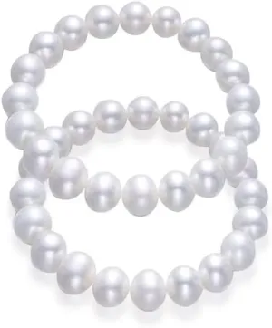 Pingyongchang Elastic Pearl Bracelet Stackable Stretch Bracelet Wedding Accessories Bridesmaid Bracelet 8MM Faux Pearl Bracelet Bridal Party Prom Beaded Bracelet