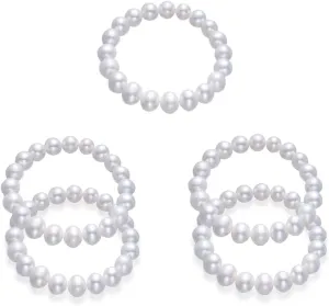 Pingyongchang Elastic Pearl Bracelet Stackable Stretch Bracelet Wedding Accessories Bridesmaid Bracelet 8MM Faux Pearl Bracelet Bridal Party Prom Beaded Bracelet