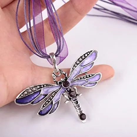 Pingyongchang H&Z ashion Creative Bohemian Jewelry Ethnic Multi-layer Chain Colorful Enamel Dragonfly Pendant Necklace
