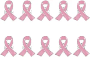Pink Ribbon Breast Cancer Awareness Brooches Pin Crystal Rhinestone Zirconia AIDS Hope Lapel Pin Brooches for Women Wedding Dress Party Jewelry