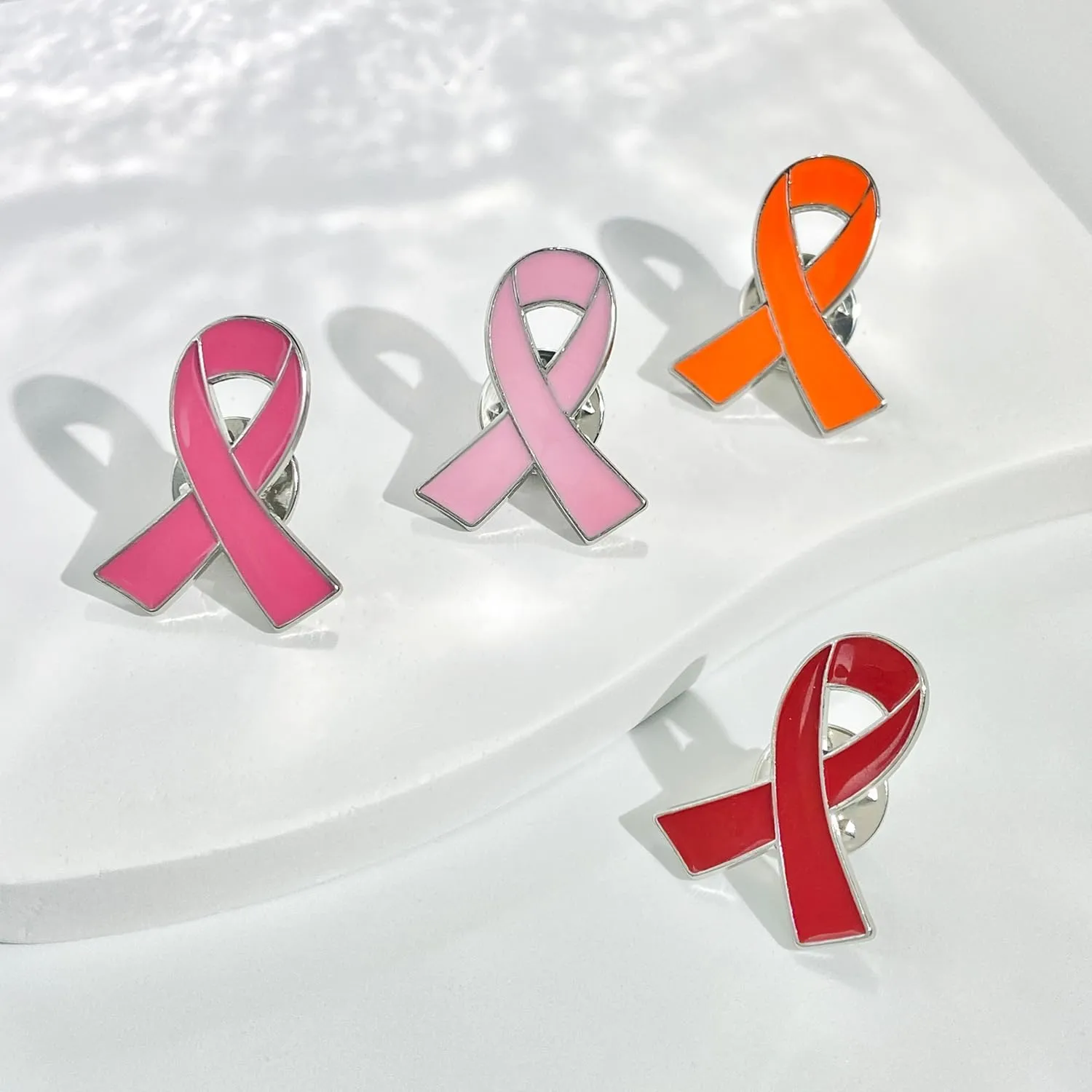 Pink Ribbon Breast Cancer Awareness Brooches Pin Crystal Rhinestone Zirconia AIDS Hope Lapel Pin Brooches for Women Wedding Dress Party Jewelry