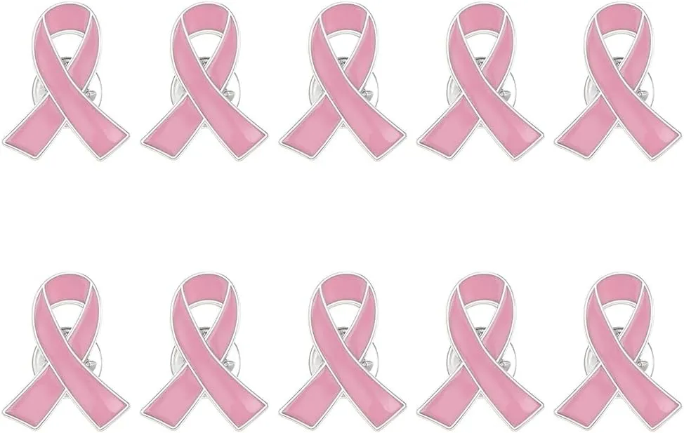Pink Ribbon Breast Cancer Awareness Brooches Pin Crystal Rhinestone Zirconia AIDS Hope Lapel Pin Brooches for Women Wedding Dress Party Jewelry