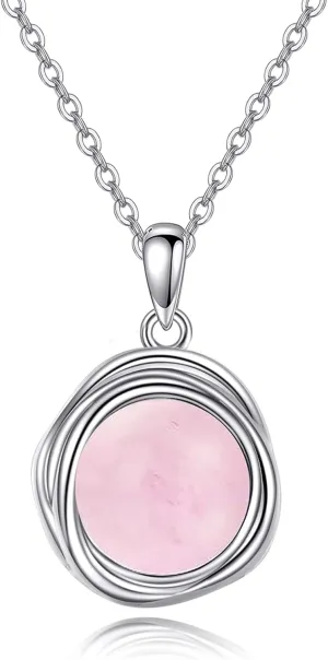 POPLYKE Pearl Moonstone Opal Black Pearl Necklaces for Women 925 Sterling Silver Single Pearl Necklace 8mm Pearl Gemstone Jewelry for Mom Wife