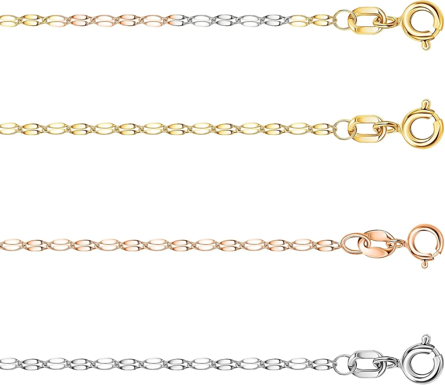 PORI JEWELERS 10K Solid Gold 2.0MM Diamond Cut Mirror Chain Necklace or Anklet - Unisex Sizes 10"-30" - Yellow, White, Rose or 3 Tone