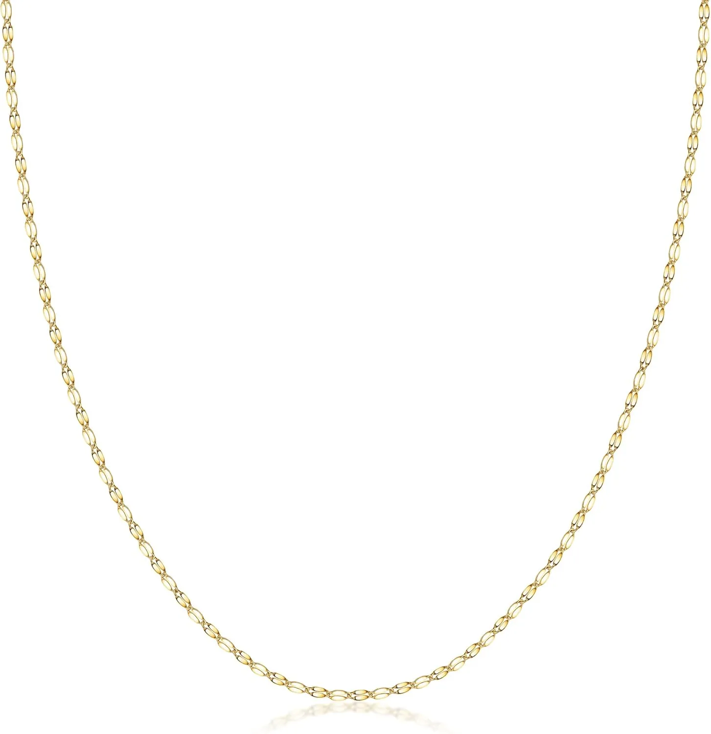 PORI JEWELERS 10K Solid Gold 2.0MM Diamond Cut Mirror Chain Necklace or Anklet - Unisex Sizes 10"-30" - Yellow, White, Rose or 3 Tone
