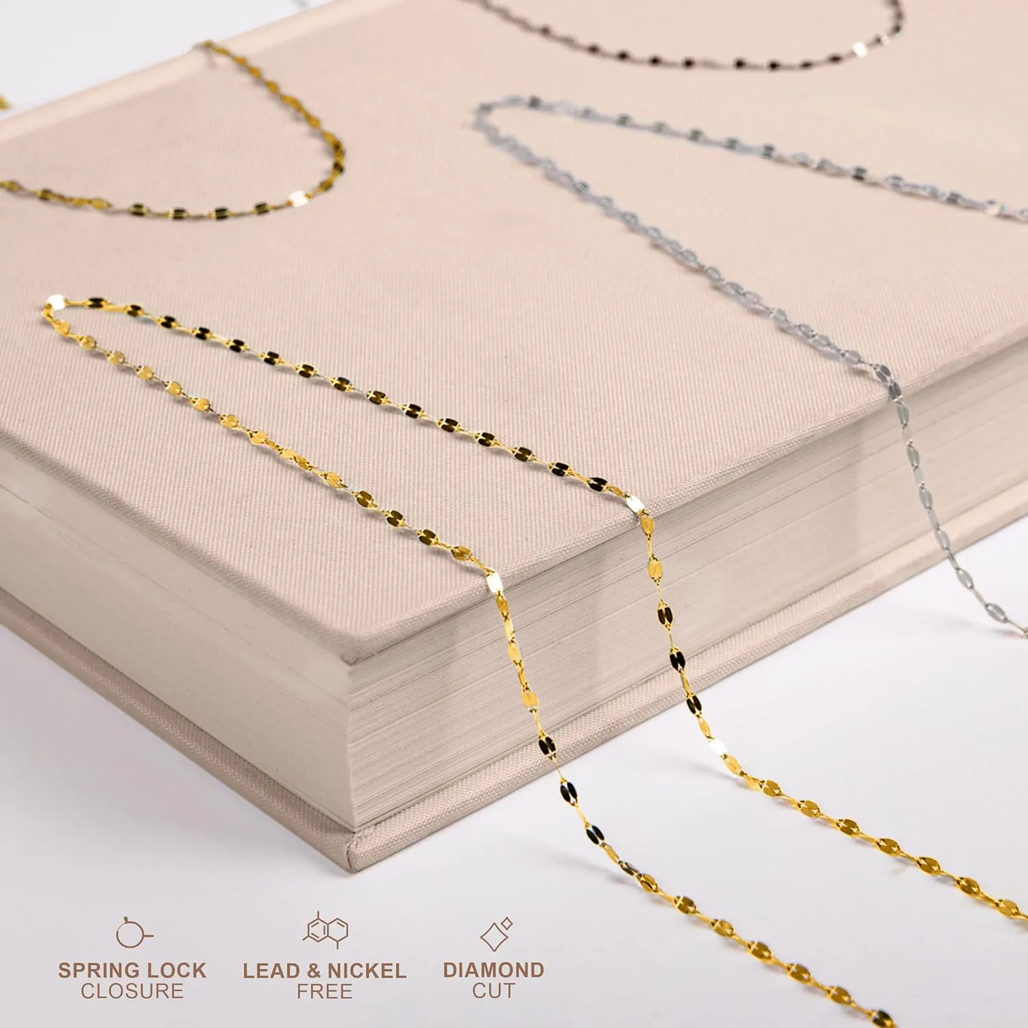 PORI JEWELERS 10K Solid Gold 2.0MM Diamond Cut Mirror Chain Necklace or Anklet - Unisex Sizes 10"-30" - Yellow, White, Rose or 3 Tone