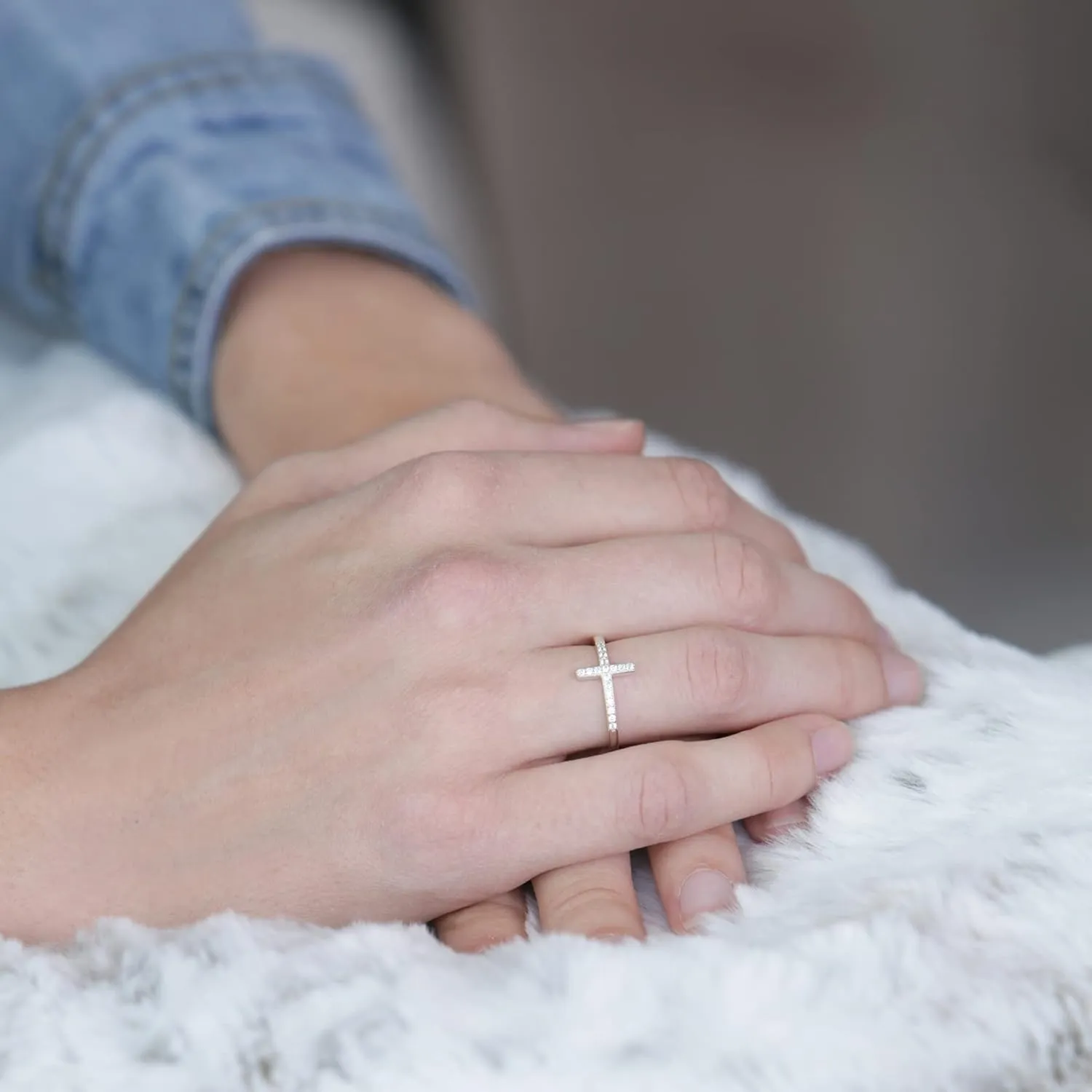 Precious Pieces Sterling Silver Cross Ring with CZs for Confirmation, Graduation, or Religious Gift for Teens or Women