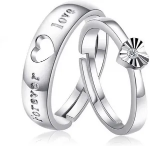 Promise Rings for Couples, Silver Rings for Men Sterling Silver Heart Hollow Design Promise Ring for Men
