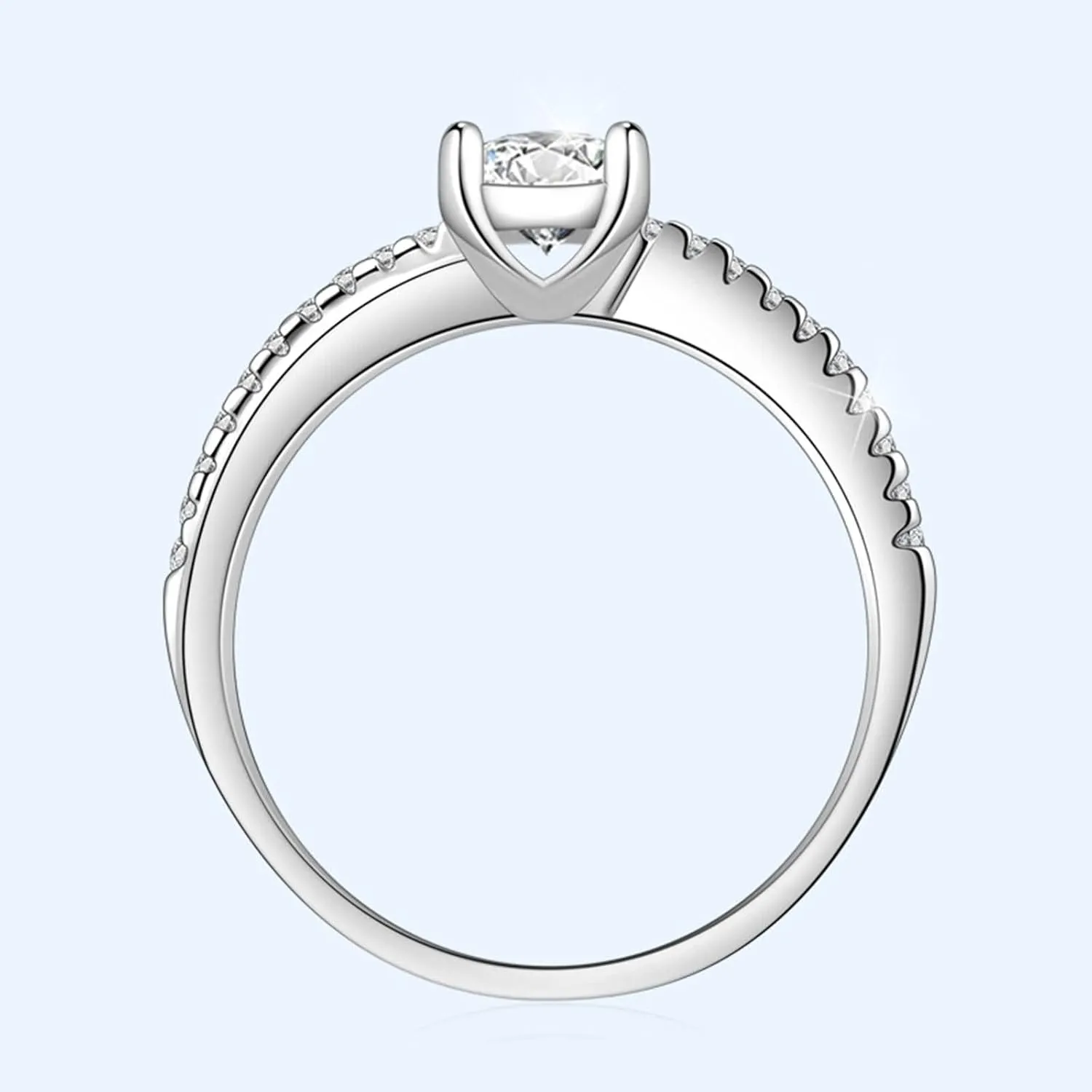 Promise Rings for Couples, Women's Promise Rings White Rectangular Shape Cubic Zirconia Channel Set Zircon Promise Ring for Women
