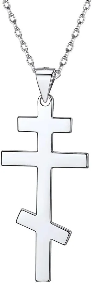 PROSTEEL 925 Sterling Silver Russian Orthodox Cross Necklace For Men Women, 18inch-20inch Adjustable, Come with Box