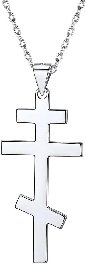 PROSTEEL 925 Sterling Silver Russian Orthodox Cross Necklace For Men Women, 18inch-20inch Adjustable, Come with Box