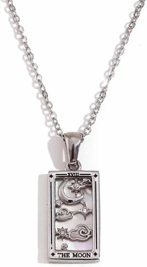 Psivika Gold Plated Tarot Card Necklace Vintage Necklace Good Luck Amulet Tarot Pendant Necklace for Women Men