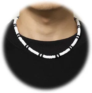 Puka Shell Surfer Necklace for Men Coconut Shell Necklace White Brown Necklace for Men Women Boho Mens Necklace Summer Necklace