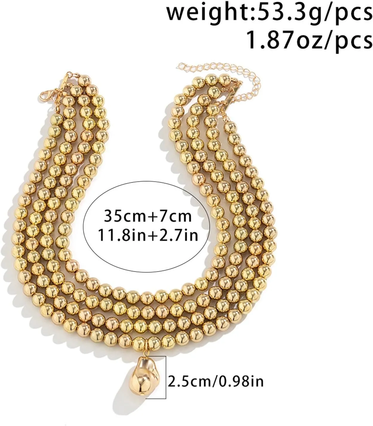 Punk Layered Chunky Bead Ball Chain Collar Choker Necklace Set Hip Hop Bib Statement Necklace for Women Friend Stacking Wedding Jewelry Christmas Gift