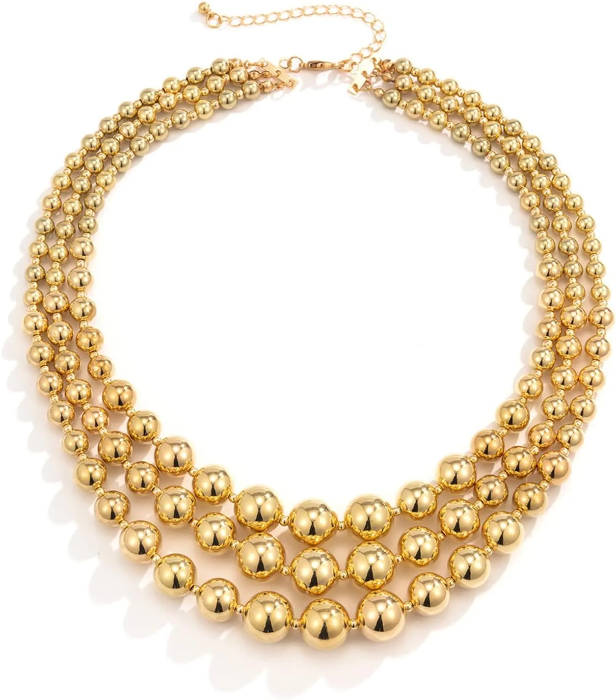 Punk Layered Chunky Bead Ball Chain Collar Choker Necklace Set Hip Hop Bib Statement Necklace for Women Friend Stacking Wedding Jewelry Christmas Gift
