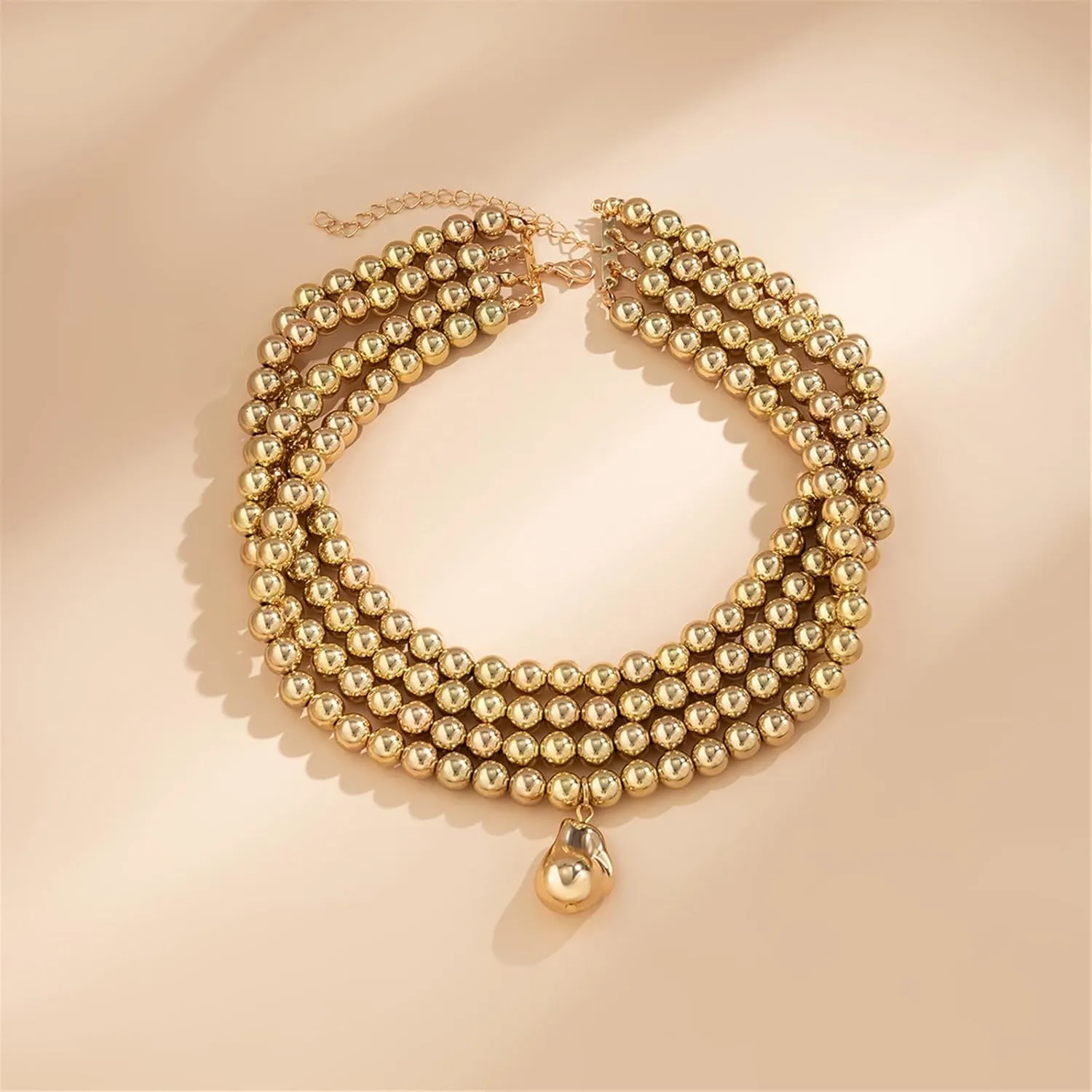 Punk Layered Chunky Bead Ball Chain Collar Choker Necklace Set Hip Hop Bib Statement Necklace for Women Friend Stacking Wedding Jewelry Christmas Gift