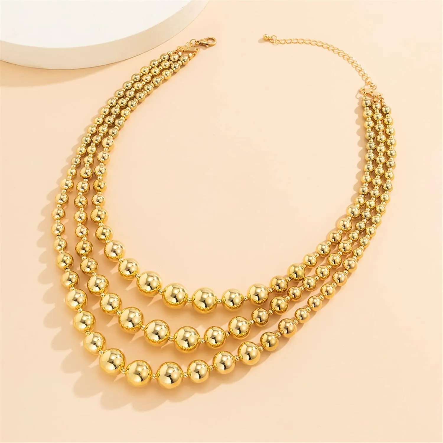 Punk Layered Chunky Bead Ball Chain Collar Choker Necklace Set Hip Hop Bib Statement Necklace for Women Friend Stacking Wedding Jewelry Christmas Gift