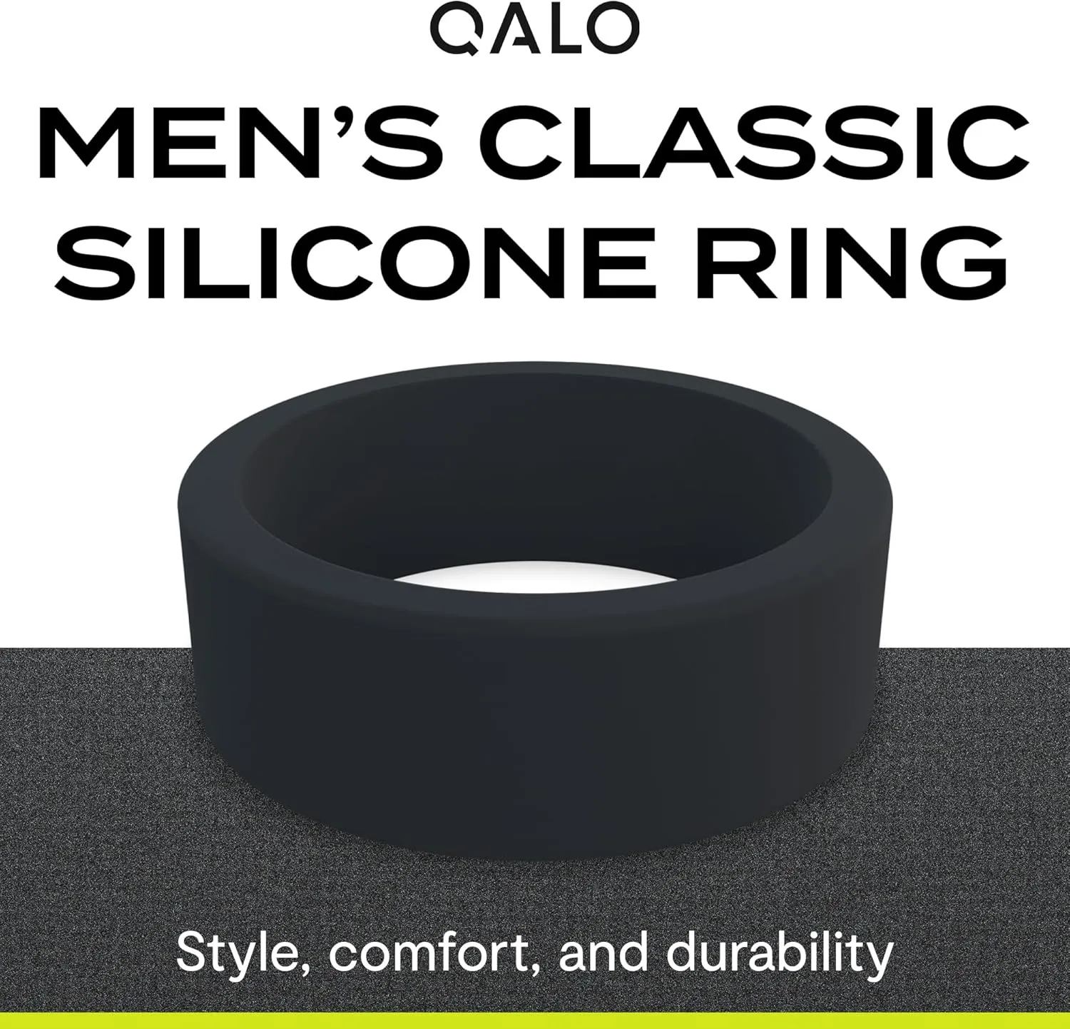 QALO Men's Basic & Flat Silicone Ring - Mens Silicone Wedding Band - Breathable Comfort Fit Silicone Rings for Men - Durable Rubber Engagement Rings for Him - 8mm x 2mm