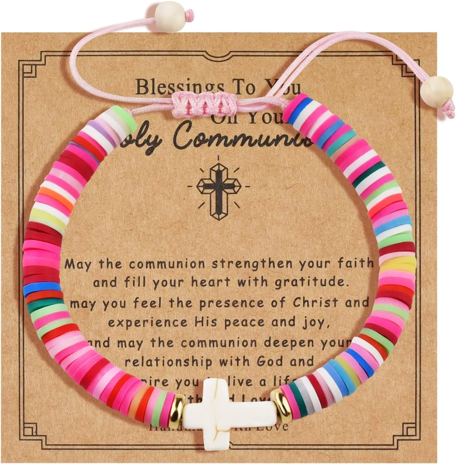 QianSiLi First Communion Baptism Confirmation Gifts for Teen Cross Bracelet for Women Christian Catholic Religious Bracelet Gifts for Daughter Granddaughter Sister Niece