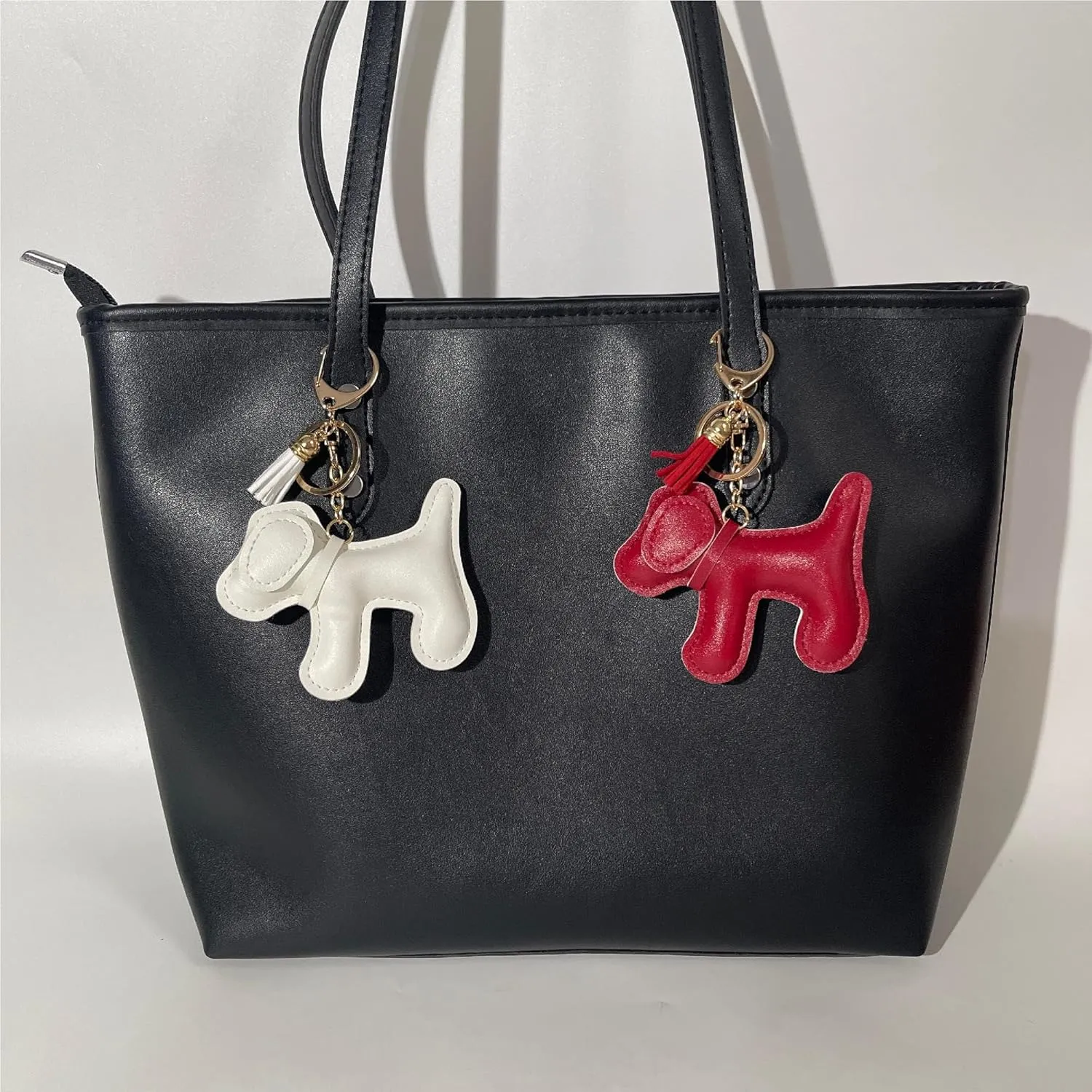 QTMY Cute Leather Puppy Keychain Keyring for Women,Purse Bag Charms for Handbags Backpack,569