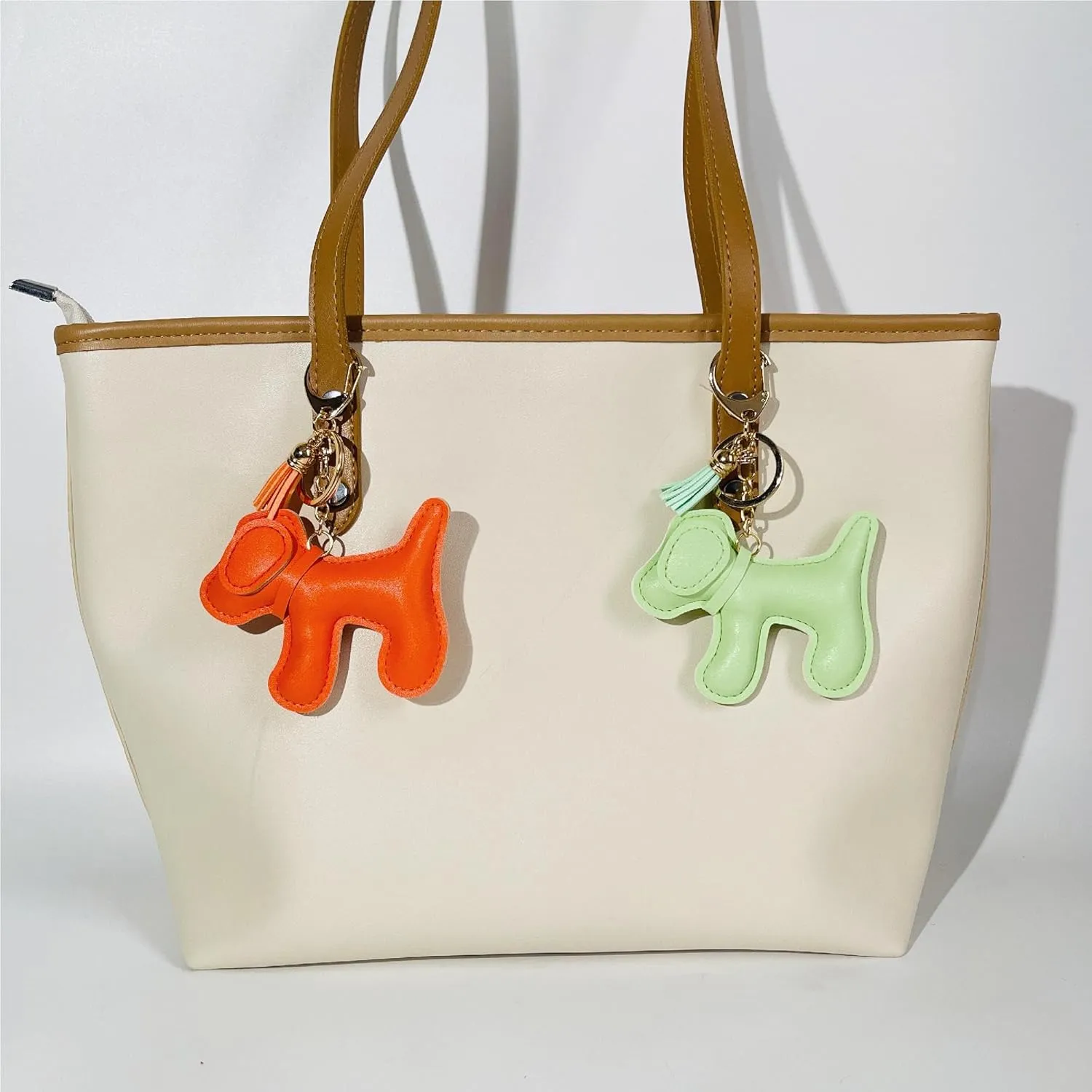 QTMY Cute Leather Puppy Keychain Keyring for Women,Purse Bag Charms for Handbags Backpack,569