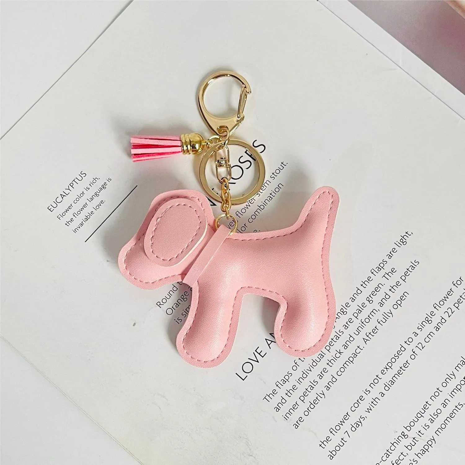 QTMY Cute Leather Puppy Keychain Keyring for Women,Purse Bag Charms for Handbags Backpack,569