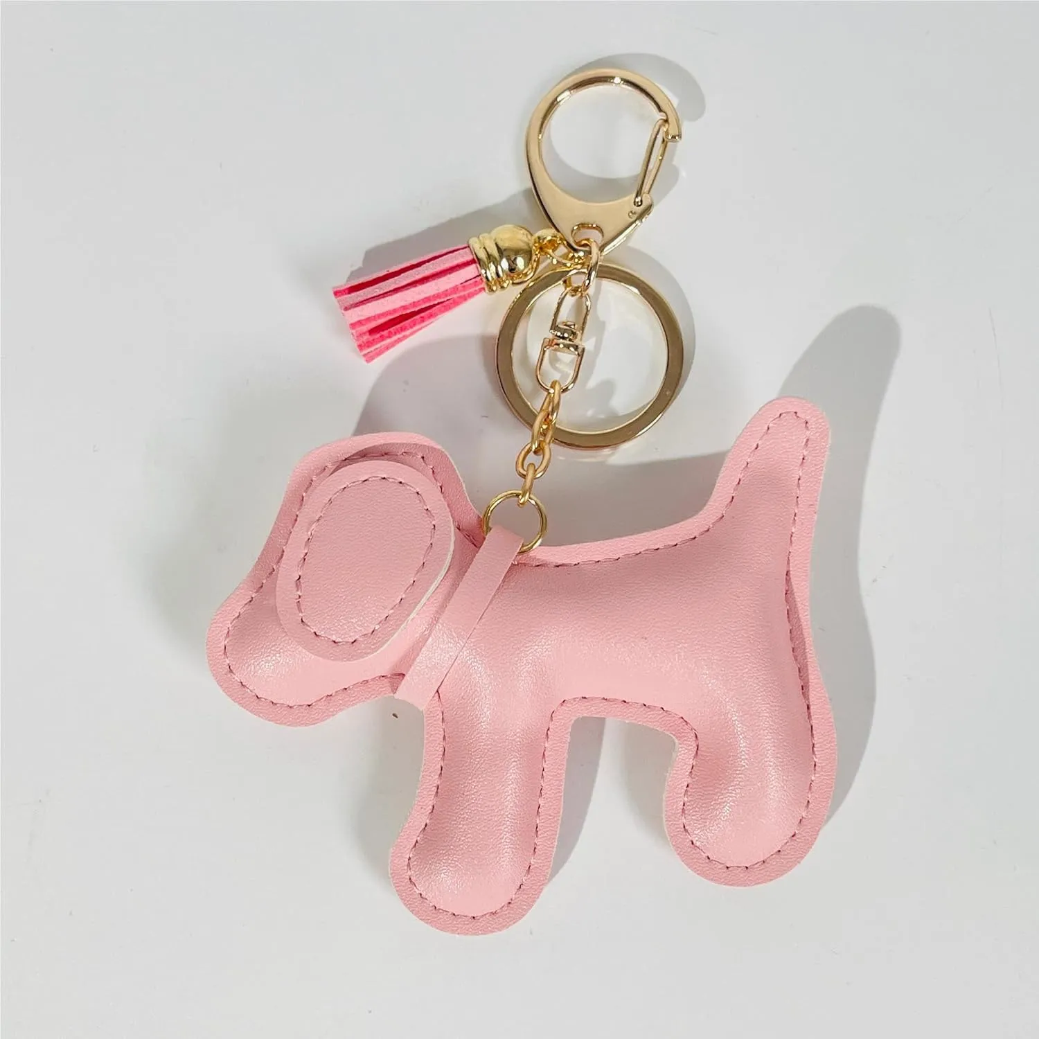 QTMY Cute Leather Puppy Keychain Keyring for Women,Purse Bag Charms for Handbags Backpack,569