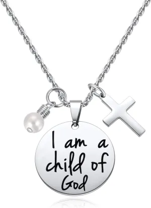Ralukiia IDS Bible Verse Necklace - Baptism Gifts, Cross Necklace