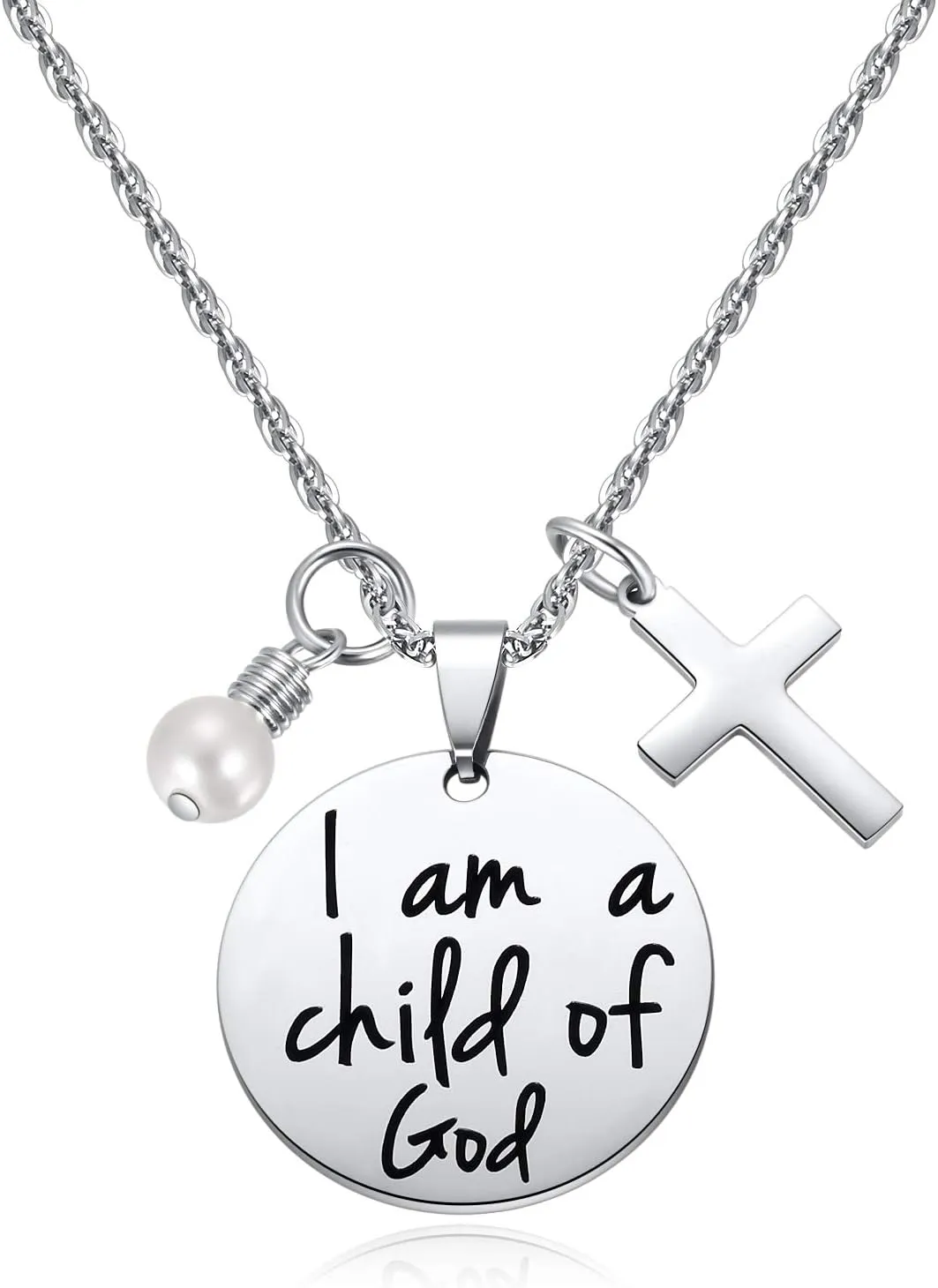 Ralukiia IDS Bible Verse Necklace - Baptism Gifts, Cross Necklace