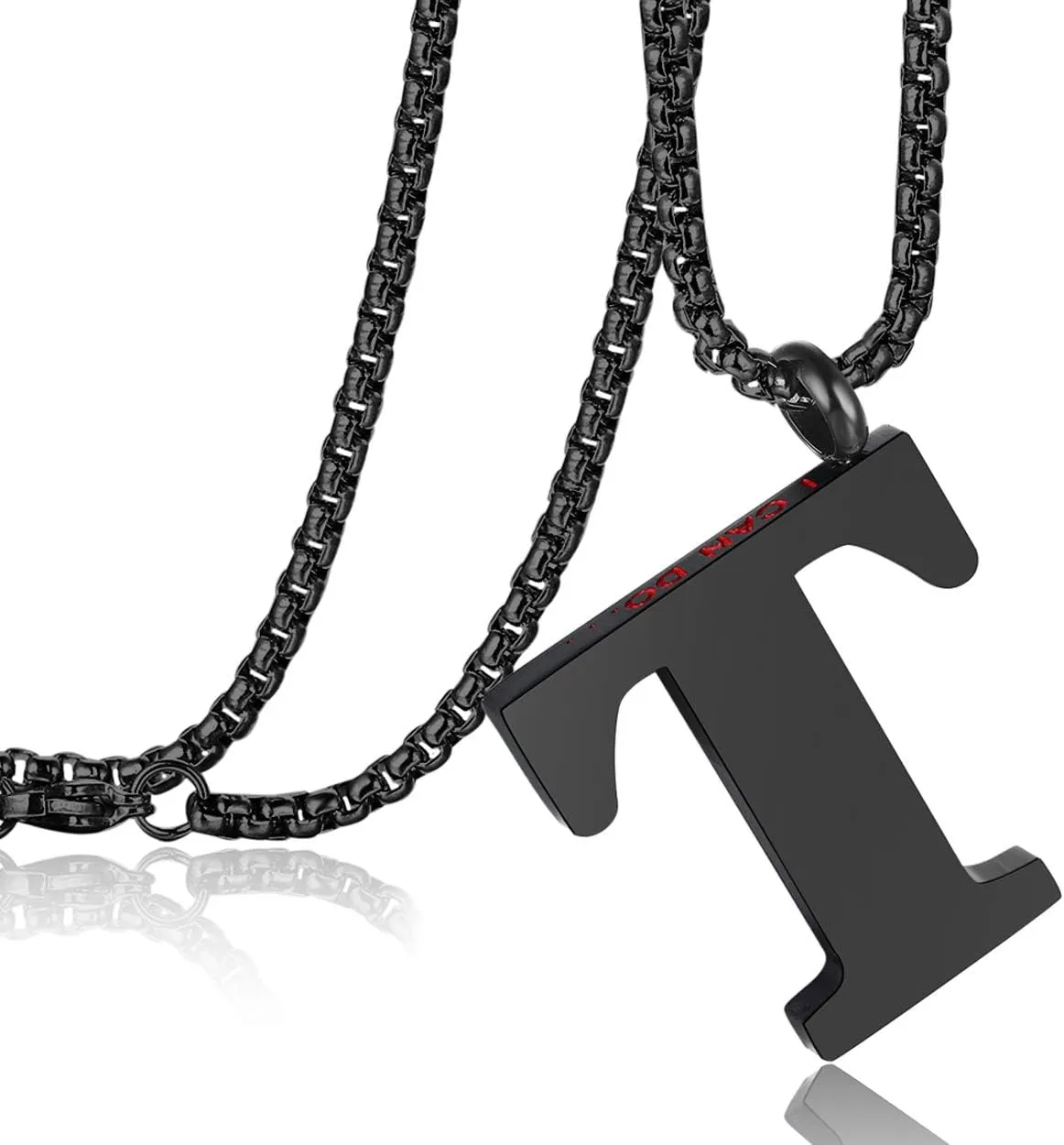 Rehoboth Initial 26 Large Letter A to Z Pendant Necklaces for Teens Women Men Big Alphabet Personalized Charm Necklace 24 Inch Chains 'I CAN DO All Things' on Back