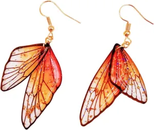 Resin Simulated Butterfly Wing Earrings, Personalized Resin Earrings Wth Moving Wings For Women