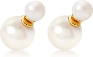 Reversible Charm Pearl Earrings for Women, 18K Gold Plated Stud with AAAAA Freshwater Pearls, Versatile Reversible Design, Elegant Gift Jewelry