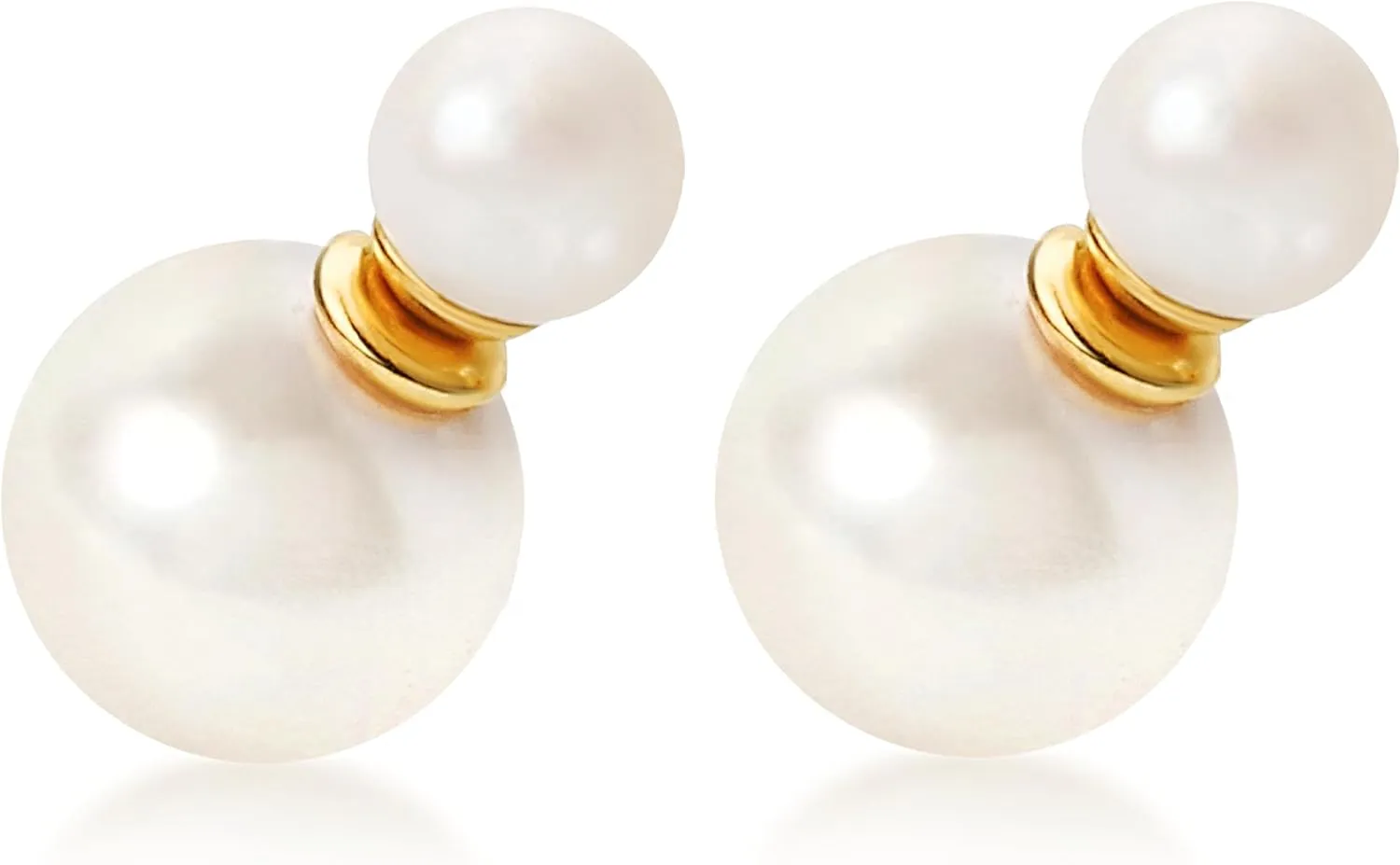 Reversible Charm Pearl Earrings for Women, 18K Gold Plated Stud with AAAAA Freshwater Pearls, Versatile Reversible Design, Elegant Gift Jewelry