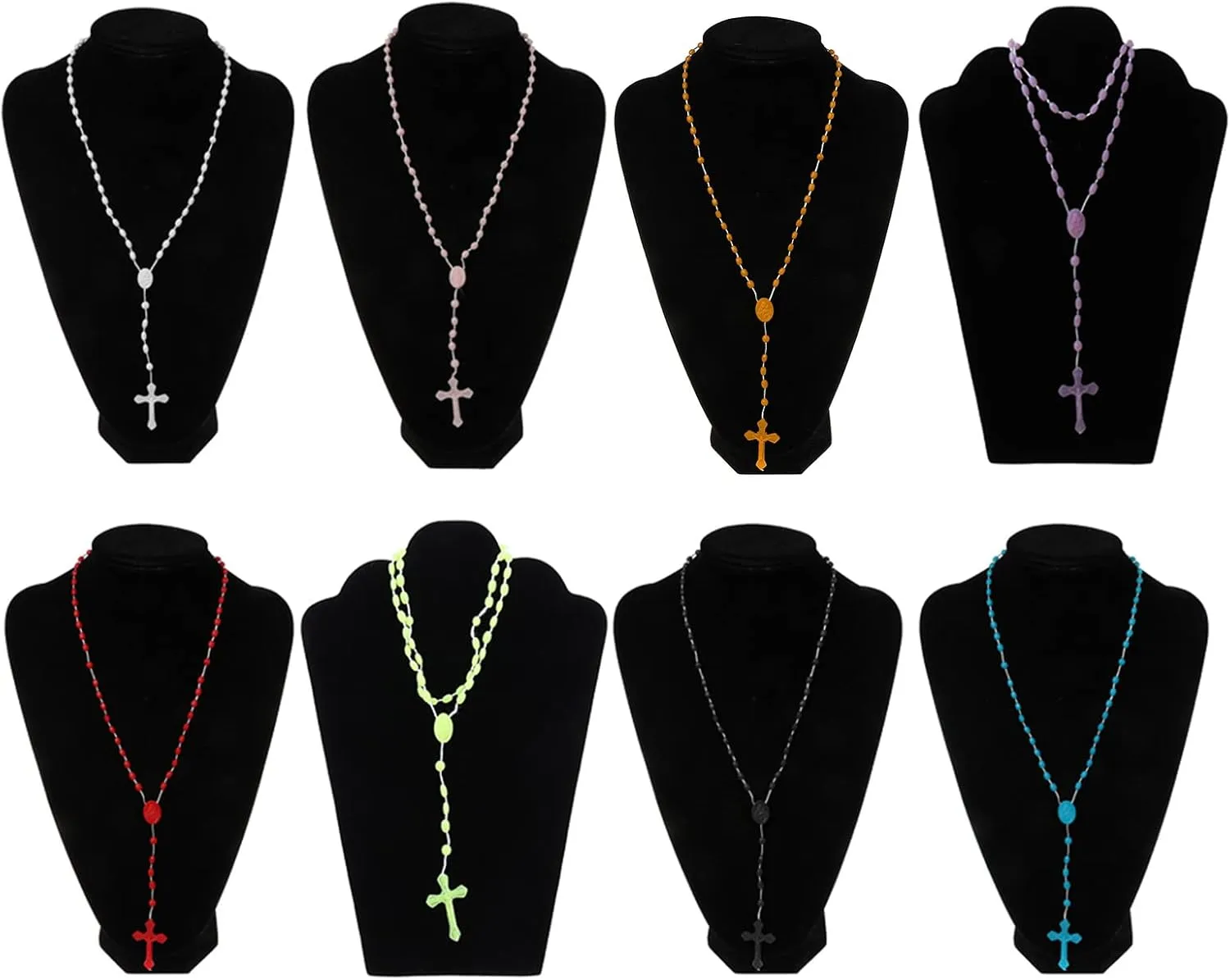 Rosary Necklace, 8 Colors Plastic Noctilucent Necklace Rosary Beads Luminous Necklace Catholicism Prayer Religious Jewelry for Daily Wear, Green