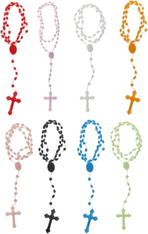 Rosary Necklace, 8 Colors Plastic Noctilucent Necklace Rosary Beads Luminous Necklace Catholicism Prayer Religious Jewelry for Daily Wear, Green