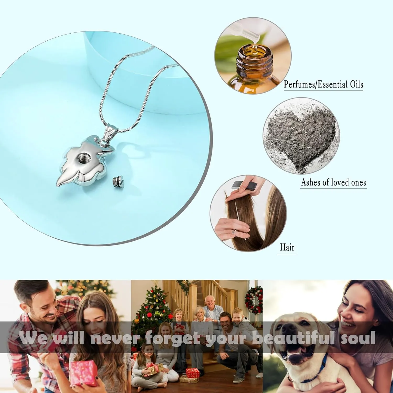 Rose Flower Urn Necklace for Ashes Cremation Jewelry for Women Girls Stainless Steel Memorial Necklaces Ash Holder for Human Pets Keepsake Jewelry for Loved Ones with Fill Tool
