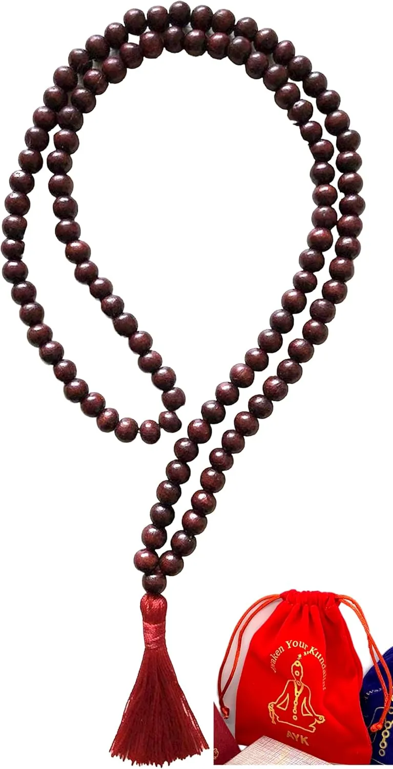 Rosewood mala beads necklace 108 buddhist prayer beads Red Sandalwood japa mala 10 Styles - Energized - w/ mala Pouch (8mm 108 1 Beads mala)