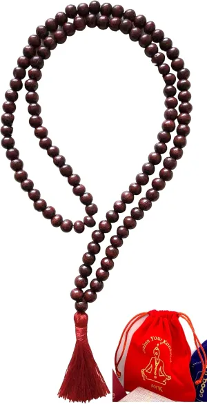 Rosewood mala beads necklace 108 buddhist prayer beads Red Sandalwood japa mala 10 Styles - Energized - w/ mala Pouch (8mm 108 1 Beads mala)