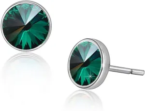 Round Austrian Crystal Stud Earrings for Women Fashion 925 Sterling Silver Hypoallergenic Jewelry