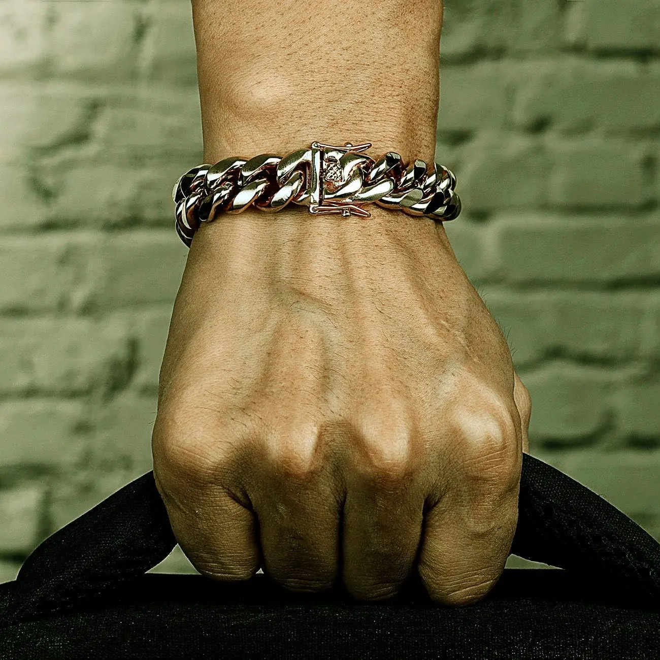 ROWIN&CO Stainless Steel Miami Cuban Link Bracelet for Men 15mm 18k Gold/Black/Silver/Rainbow Hip Hop Jewelry, Durable & Anti-Tarnish Cuban Chain, 8"-9.5" Inch, Pops Gifts For Fathers Boyfriends, Sons.