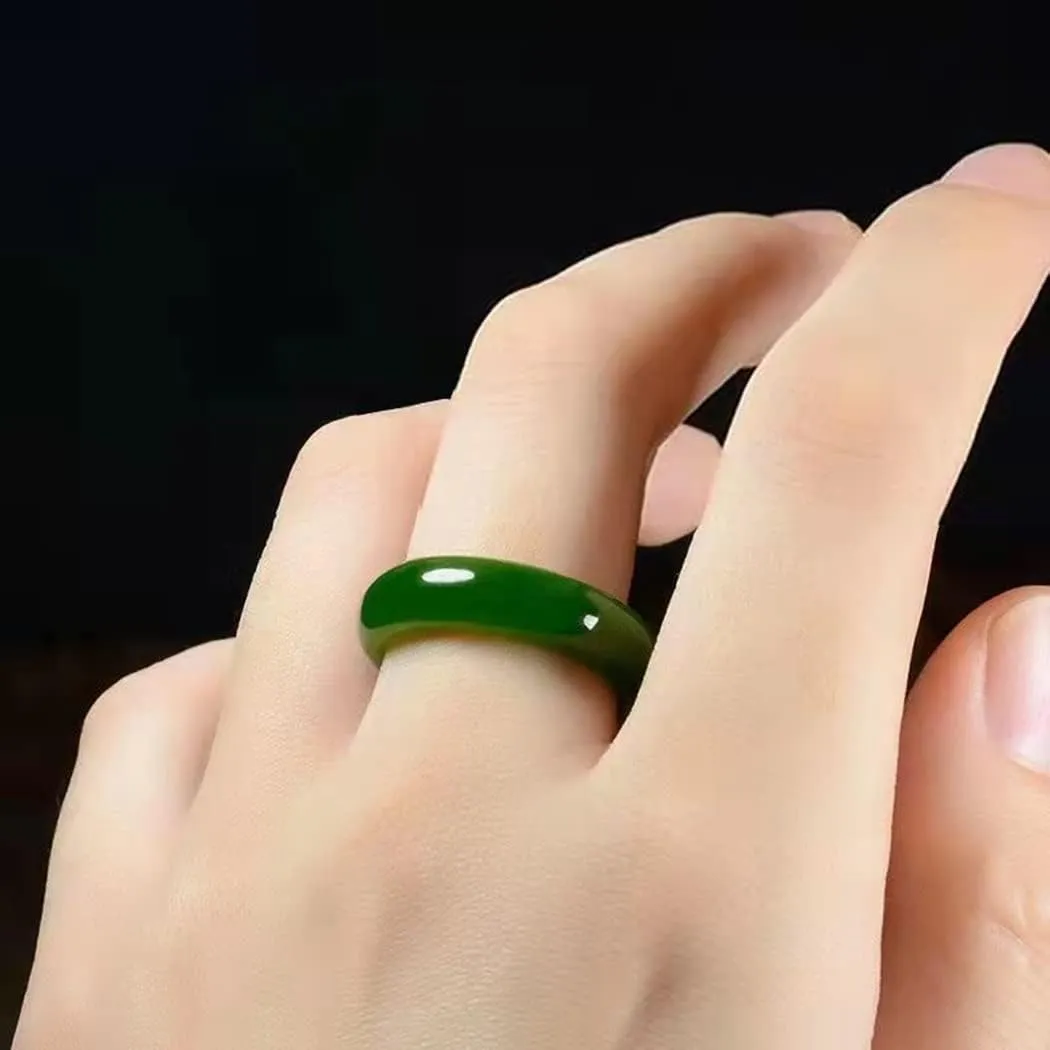 Rrdaily Green Jade Ring for Women Good Luck Jade Ring Green Crystal Jade Rings Jewelry for Teen Girls Size 6-10