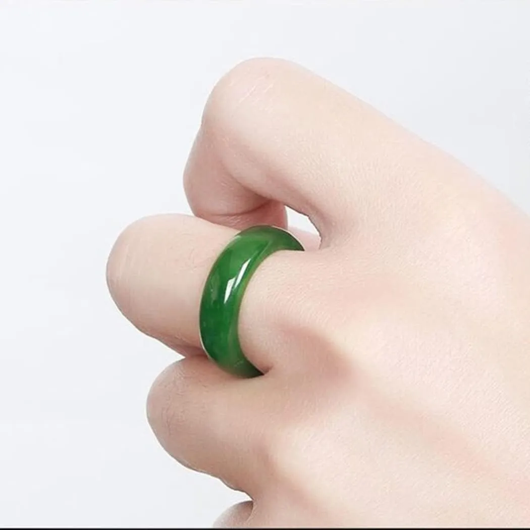 Rrdaily Green Jade Ring for Women Good Luck Jade Ring Green Crystal Jade Rings Jewelry for Teen Girls Size 6-10